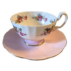 Pink Roses Harleigh Tea Cup and Saucer As Is Vintage Fine Bone China England